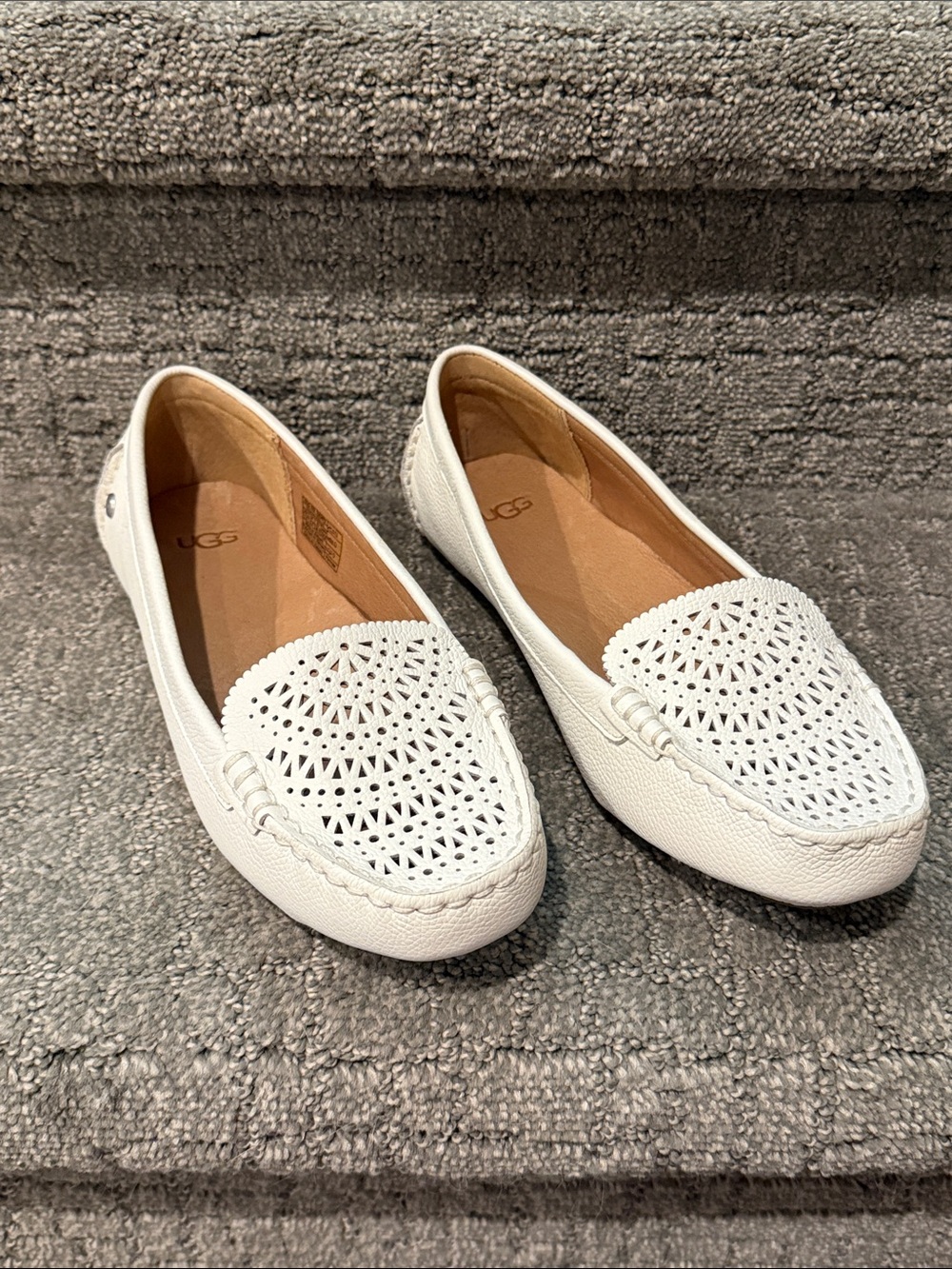 White Ugg leather loafers